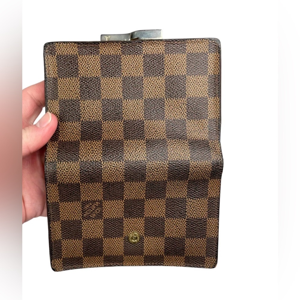Louis Vuitton Damier Ebene Porte Tresor Kiss-Lock Bi-Fold Wallet - Picture 2 of 7